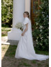 One Shoulder Ivory Organza Romantic Wedding Dress